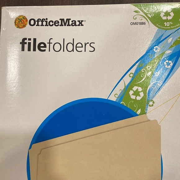Office Max file folders omo 1886 full tab box of 100 - Picture 2 of 3